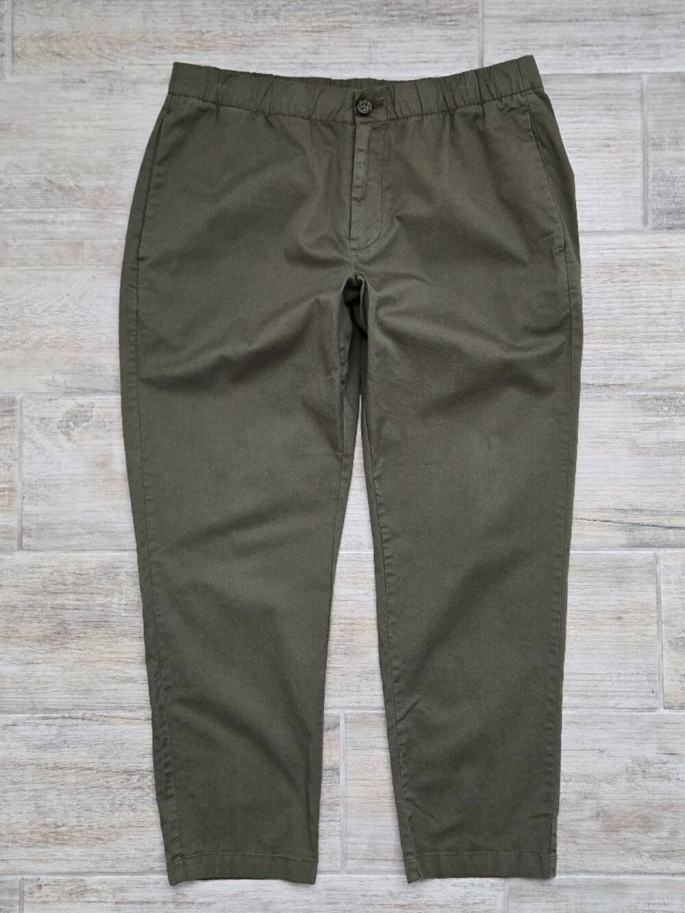 Bonobos Off Duty Gusset Crotch Pants Mens Military Green Cinch Waist L Short